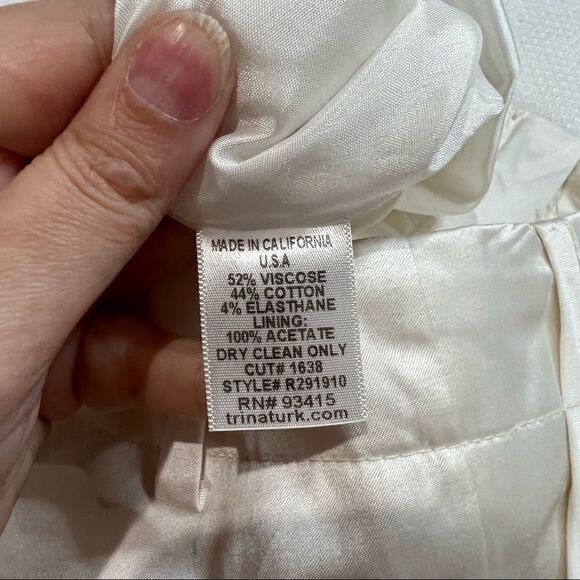 Trina Turk Shiny White Career‎ Trouser Lined Pants - Picture 7 of 8